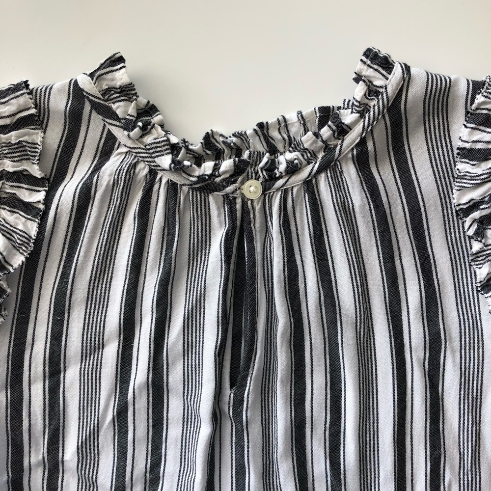 NWOT Loft Ruffle Shoulder V-neck Keyhole Blouse - Picture 5 of 5